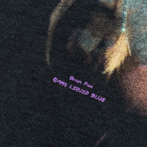 Vintage 90s Liquid Blue Indian Chief Native Skull 1999 Black T Shirt Mens XL - Picture 4 of 8